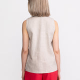 Bârsana Sleeveless Linen Shirt – Beige