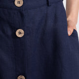 The Midi Linen Skirt - Navy Blue