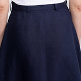 The Midi Linen Skirt - Navy Blue