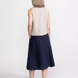 The Midi Linen Skirt - Navy Blue