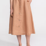 The Midi Linen Skirt - Cappuccino