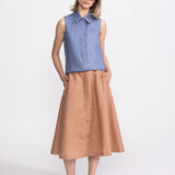 The Midi Linen Skirt - Cappuccino