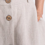 Midi hemp skirt natural button and fabric detail – GOTS certified Ukrainian hemp, De IONESCU Romania