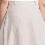 Back view midi hemp skirt natural – A-line silhouette, Ukrainian hemp woven Romania, handmade Transylvania, De IONESCU
