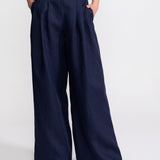 The "Deva" Linen Trousers – Navy Blue