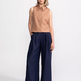 The "Deva" Linen Trousers – Navy Blue