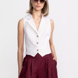 The "Snagov" Linen Waistcoat - Off White