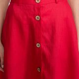 The Midi Linen Skirt - Red