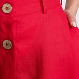 The Midi Linen Skirt - Red