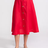 The Midi Linen Skirt - Red