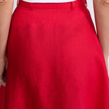 The Midi Linen Skirt - Red