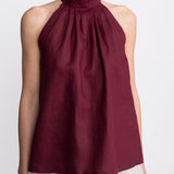 Tismana Linen Halter Top – Bordeaux