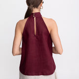 Tismana Linen Halter Top – Bordeaux