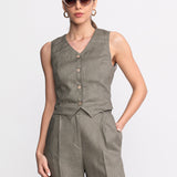 De IONESCU Figa linen suit set khaki – French linen 160 gsm, handmade in Transylvania, sustainable fashion