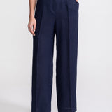 The "Figa" Linen Trousers - Navy Blue