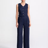 The "Figa" Linen Waistcoat - Navy Blue