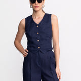 The "Figa" Linen Trousers - Navy Blue