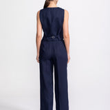 The "Figa" Linen Trousers - Navy Blue