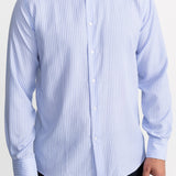 The Peles Egyptian Cotton Shirt - Light Blue with White Stripes