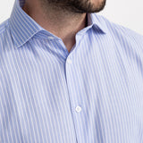 The Peles Egyptian Cotton Shirt - Light Blue with White Stripes