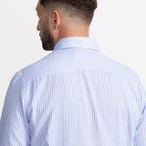 The Peles Egyptian Cotton Shirt - Light Blue with White Stripes