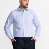 The Peles Egyptian Cotton Shirt - Light Blue with White Stripes