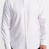 The Peles Egyptian Cotton Shirt - White with Brown Stripes