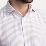 The Peles Egyptian Cotton Shirt - White with Brown Stripes
