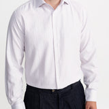 The Peles Egyptian Cotton Shirt - White with Brown Stripes