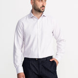 The Peles Egyptian Cotton Shirt - White with Brown Stripes
