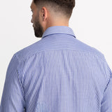 The Peles Egyptian Cotton Shirt - Dark Blue with White Stripes