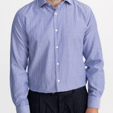 The Peles Egyptian Cotton Shirt - Dark Blue with White Stripes