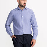 The Peles Egyptian Cotton Shirt - Dark Blue with White Stripes