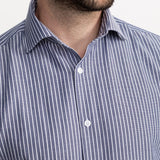 The Peles Egyptian Cotton Shirt - Grey with White Stripes