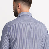 The Peles Egyptian Cotton Shirt - Grey with White Stripes