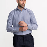 The Peles Egyptian Cotton Shirt - Grey with White Stripes