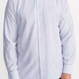 The Peles Egyptian Cotton Shirt - White with Navy Blue Stripes