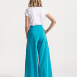 The Palazzo Cotton Pants - Aqua