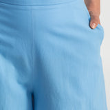 The Palazzo Cotton Pants - Mediterranean Blue