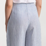 The Palazzo Linen Pants - Blue Stripes