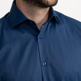 The Peles Egyptian Cotton Shirt - Navy Blue
