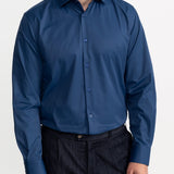 The Peles Egyptian Cotton Shirt - Navy Blue