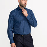 The Peles Egyptian Cotton Shirt - Navy Blue