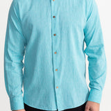 The "Godeanu" Linen Shirt - Aqua