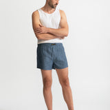 The Linen Boxer Shorts - Grey Stripes