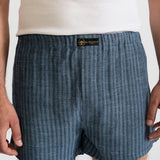 The Linen Boxer Shorts - Grey Stripes