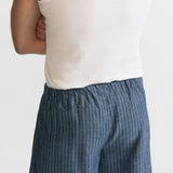 The Linen Boxer Shorts - Grey Stripes