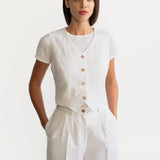 The "Figa" Linen Waistcoat - White