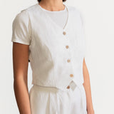 The "Figa" Linen Waistcoat - White