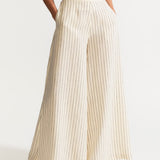 The Palazzo Linen Pants - White Stripes